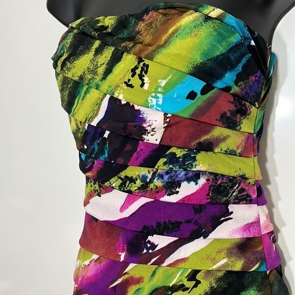 Accidentally in Love Strapless Body Con Multi Print Color Dress Size Small - Picture 4 of 9